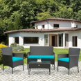 thumbnail image 1 of Boyel Living 4-Piece Patio Conversation Sofa Set Rattan Wicker Sofa Set with Tempered Glass Coffee Table, 1 of 10