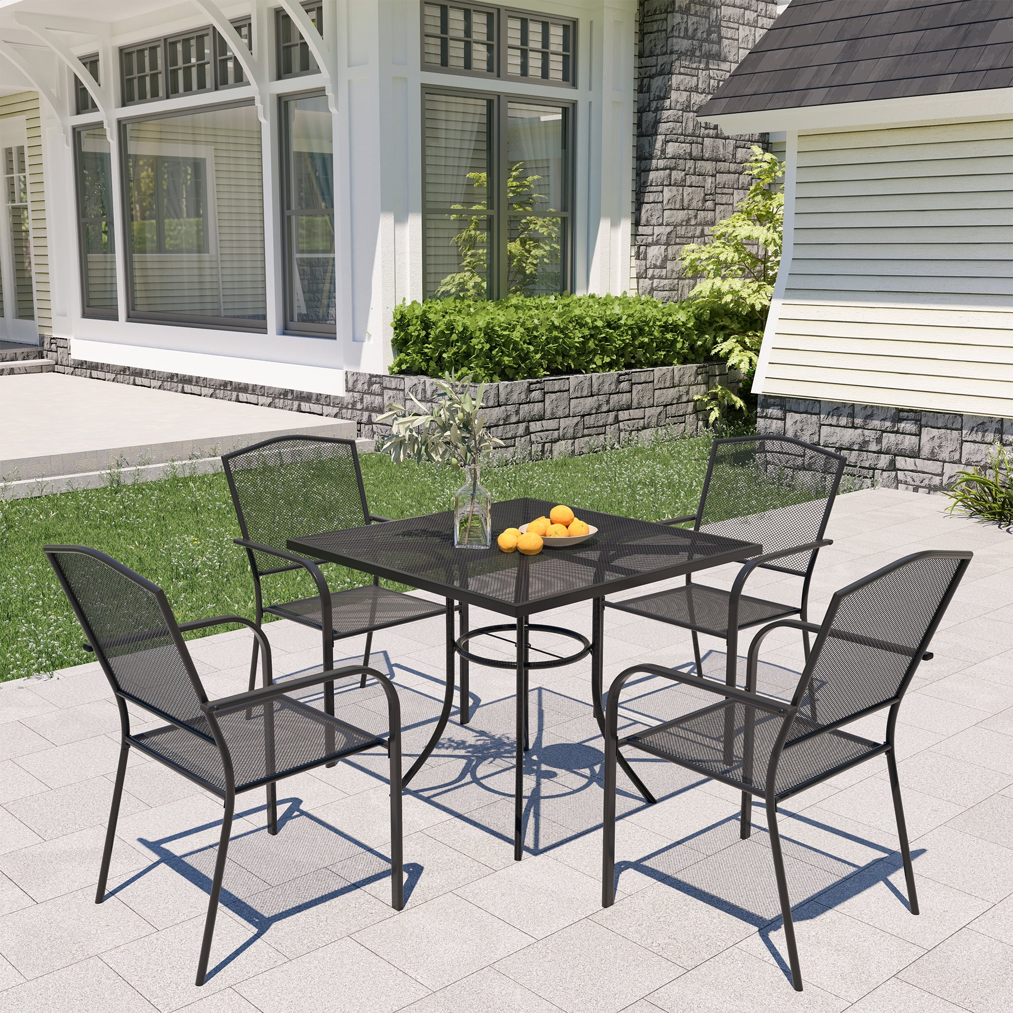 Metal Patio Wrought Iron Piece Patio Set Kinger Home Aiden 5-Piece Outdoor Metal  Patio Dining, image size:2000x2000