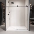 thumbnail image 1 of Boyel Living 56 in. W x 76 in. H Single Sliding Frameless Shower Door in Matte Black with 3/8 in. Clear Tempered Glass and Handle, 1 of 1