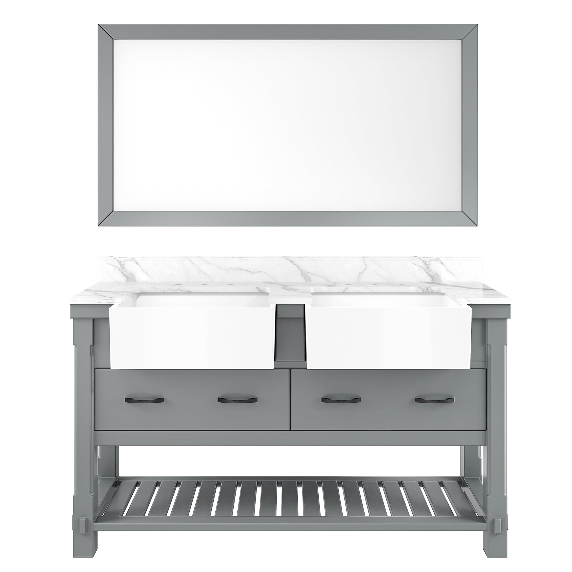 Boyel Living 60" Bathroom Cabinet Farmhouse Sink Bathroom Vanity in ...