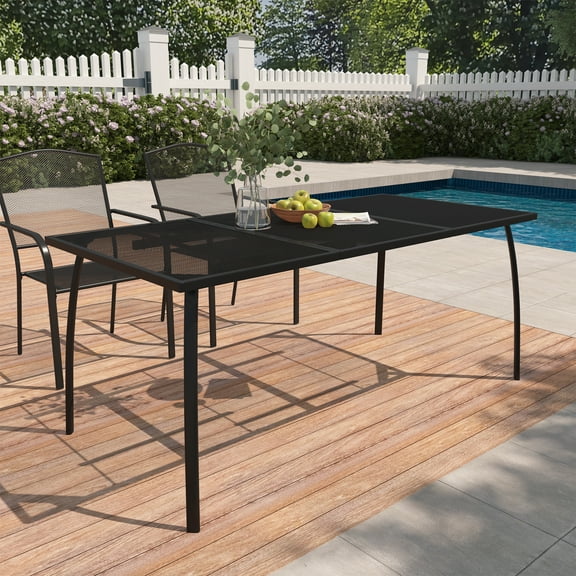Boyel Living 65 in Rectangle Metal Patio Outdoor Dining Table, Dining Table for Patios, Backyard, Balcony, Garden, Lawn