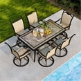 thumbnail image 1 of Boyel Living 66"x36" Outdoor Cast Aluminum Rectangular Dining Table, Patio Table Porcelain Top with Umbrella Hole, Dark Gold, 1 of 7