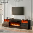 thumbnail image 1 of Boyel Living 70" Fireplace TV Stand, Modern Media Console Storage Cabinet w/ 36" Electric Fireplace, Fireplace TV Console for TVs up to 80", Black, 1 of 12