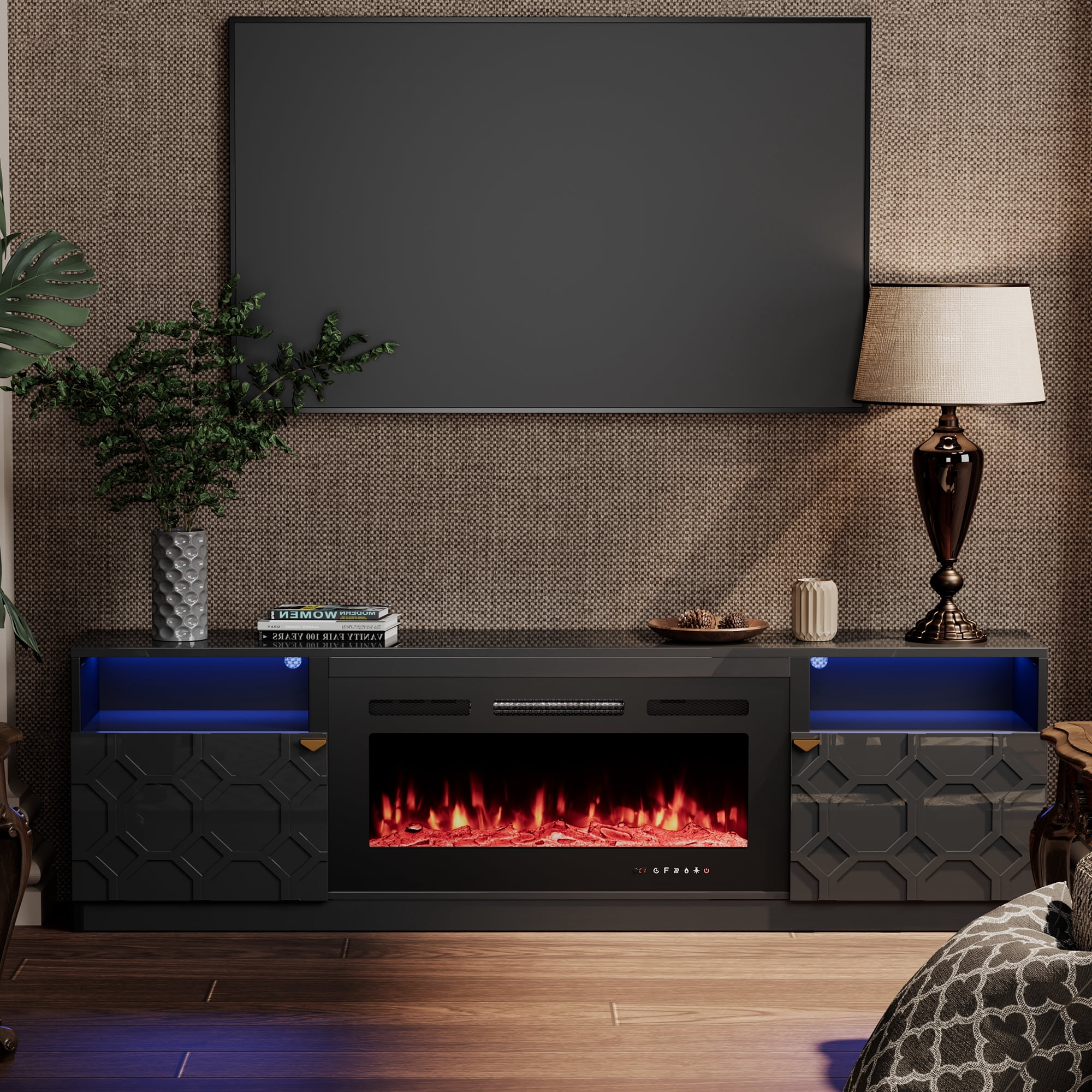 Boyel Living 70" TV Stand with 36" Fireplace-LED Light Entertainment ...