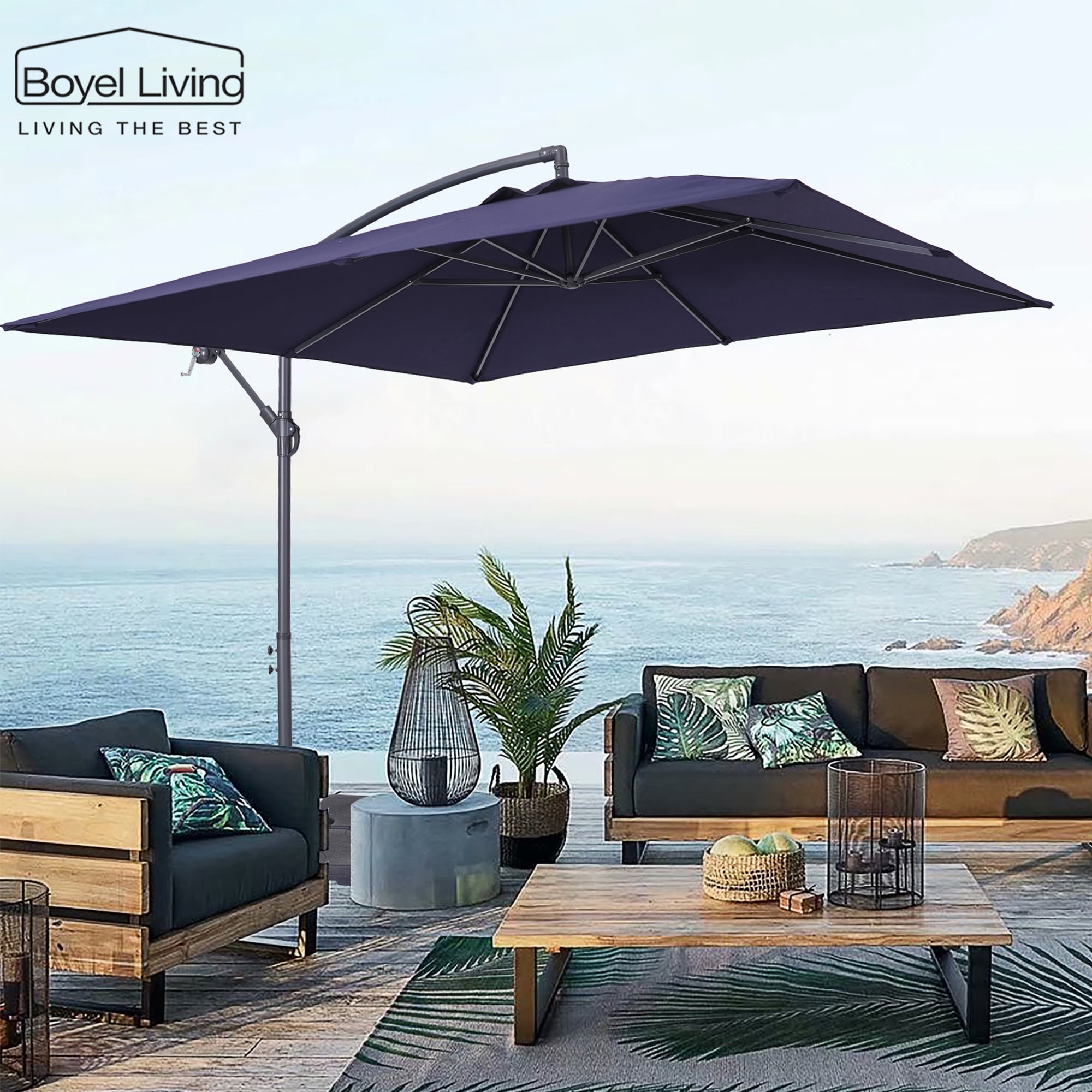 Boyel Living 8.3Ft Square Offset Patio Umbrellas Outdoor Market Umbrellas with Push Button Tilt