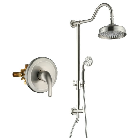 Boyel Living 8 in Shower System Bathroom Wall Mounted Rainfall Shower Head with Handheld Shower,Explicitly fitted 2-function Luxury Shower Faucet Set in Brushed Nickel