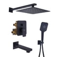 thumbnail image 1 of Boyel Living 9.8" Wall-Mounted Rain Shower Faucet with Pressure Balanced Valve Square Shower Faucet Set with Bathtub Spout,Matte Black, 1 of 11