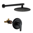 thumbnail image 1 of Boyel Living 9 in. Wall Mount Rain Shower Head System Shower Faucet Fixed Shower Head with Single Lever Handle and Valve in Matte Black, 1 of 7