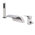 thumbnail image 1 of Boyel Living Bathroom Deck Mounted Waterfall Tub Faucet Tub Filler 7" Widespread Faucet with Hand Shower Brushed Nickel, 1 of 10
