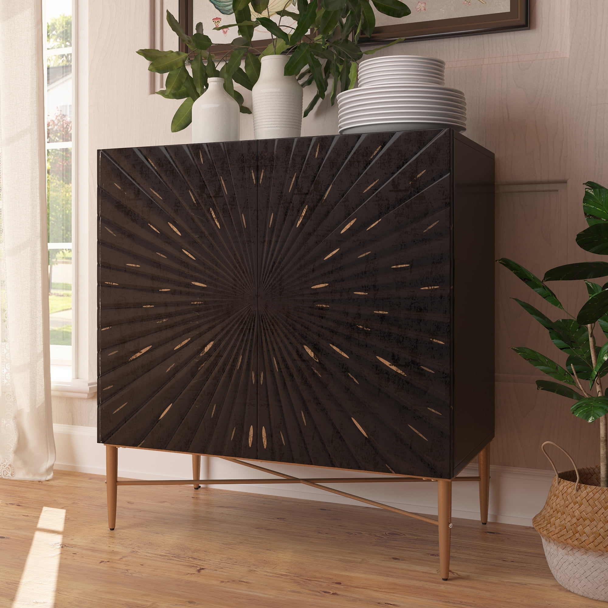 Boyel Living Black Accent Cabinet, Modern Sideboard Buffet Cabinet with Shelf, Storage Cabinet ...