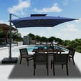 thumbnail image 1 of Boyel Living Cantilever Patio Umbrella with Base, 360°Rotation&Hand-Crank System Outdoor Offset Umbrella Double Top Cantilever Patio Umbrella for Garden Pool Backyard, Navy Blue, 1 of 7
