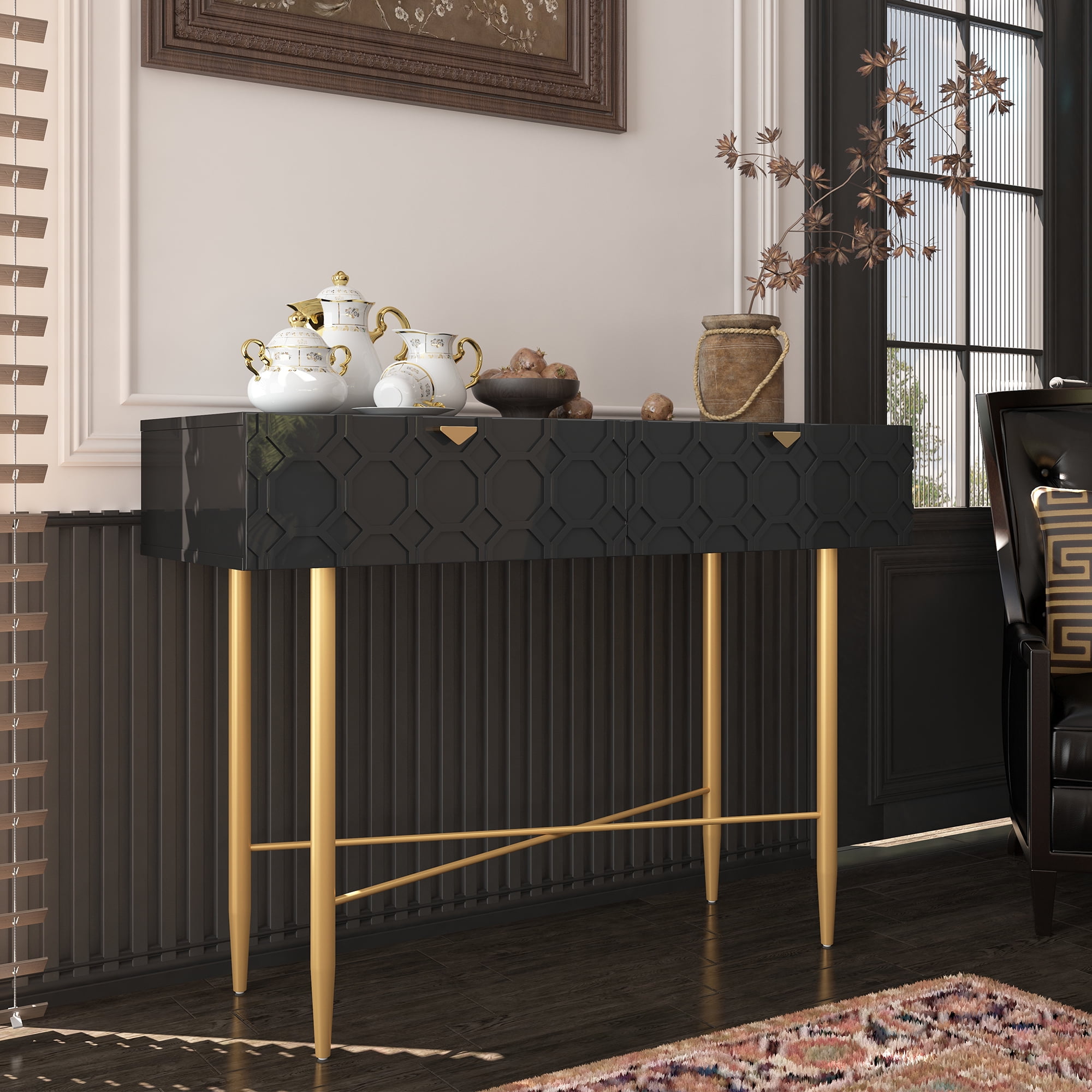 Boyel Living Console Table with 2 Drawers, 41.75" Sofa Coffee Desk ...