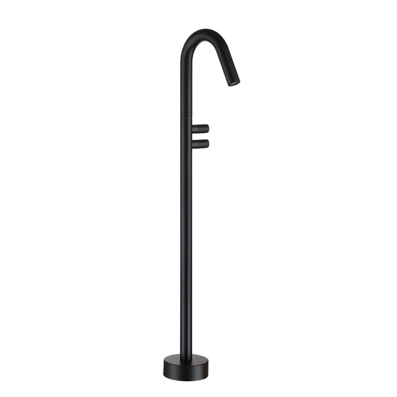 Boyel Living Freestanding Bathtub Faucet Floor Mount Single Handle Bath Tub Filler Faucets with Water Supply Lines in Matte Black