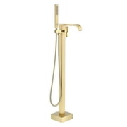 Boyel Living Freestanding Floor Mount Single Handle Bath Tub Filler Faucet with Handheld Shower in Brushed Gold