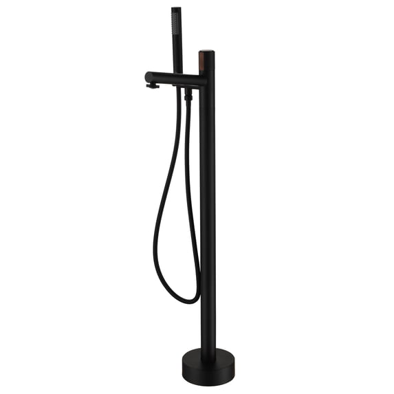 Boyel Living Freestanding Tub Faucet with Handheld Shower Head,2.5 GPM Floor Mounted Bathtub Filler Single Handle Shower Faucet in Matte Black