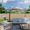 thumbnail image 1 of Boyel Living Offset Patio Umbrella Outdoor Rectangle Umbrella Large Cantilever Umbrella Heavy Duty Sun Umbrella for Garden Deck Pool, w/ Bluetooth Ambient Light & Base(Taupe), 1 of 7