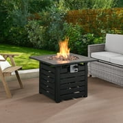 Boyel living 28-Inch Outdoor Gas Fire Tree Suitable For Outside Patio Garden Or Balcony Backyard Round Propane Gas Fire Pit 30,000 BTU(Black)