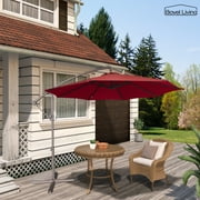 Boyel Living Outdoor Patio Offset Umbrellas, 10FT Offset Patio Umbrella Hanging Cantilever Market Patio Umbrella w/ Crank&Tilt, Red (Without Base)