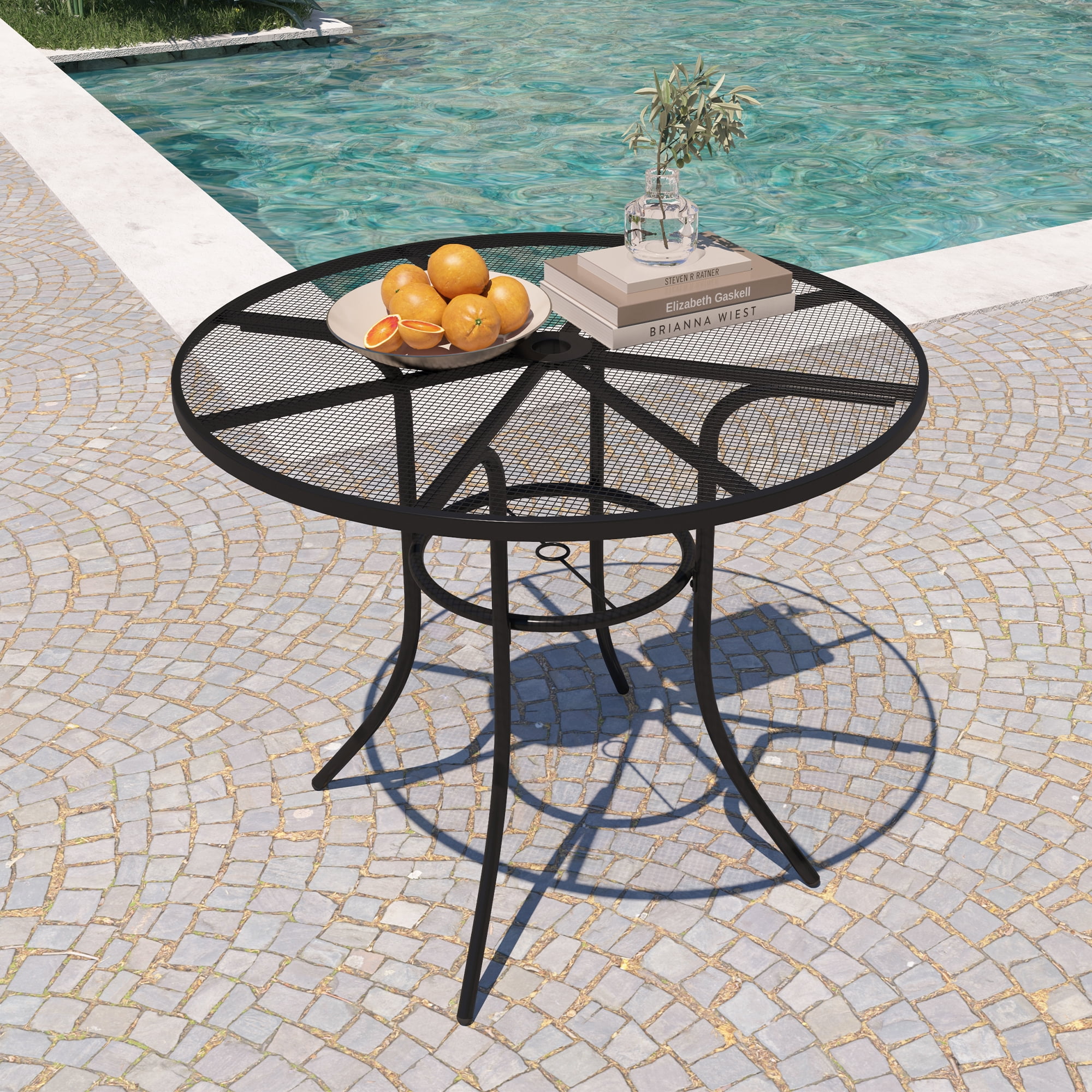 Boyel Living Outdoor Patio Table, Round Metal Outdoor Patio Dining ...