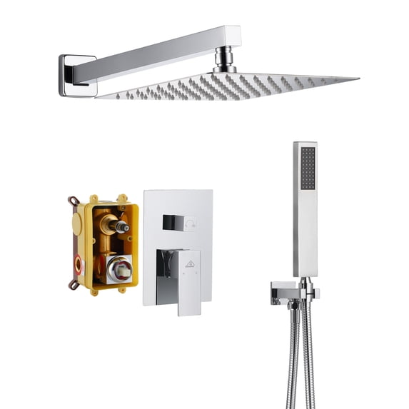 Boyel Living Rain Shower System 10 inches Wall Mount Shower Faucet Set with Handheld Combo Set,Chrome
