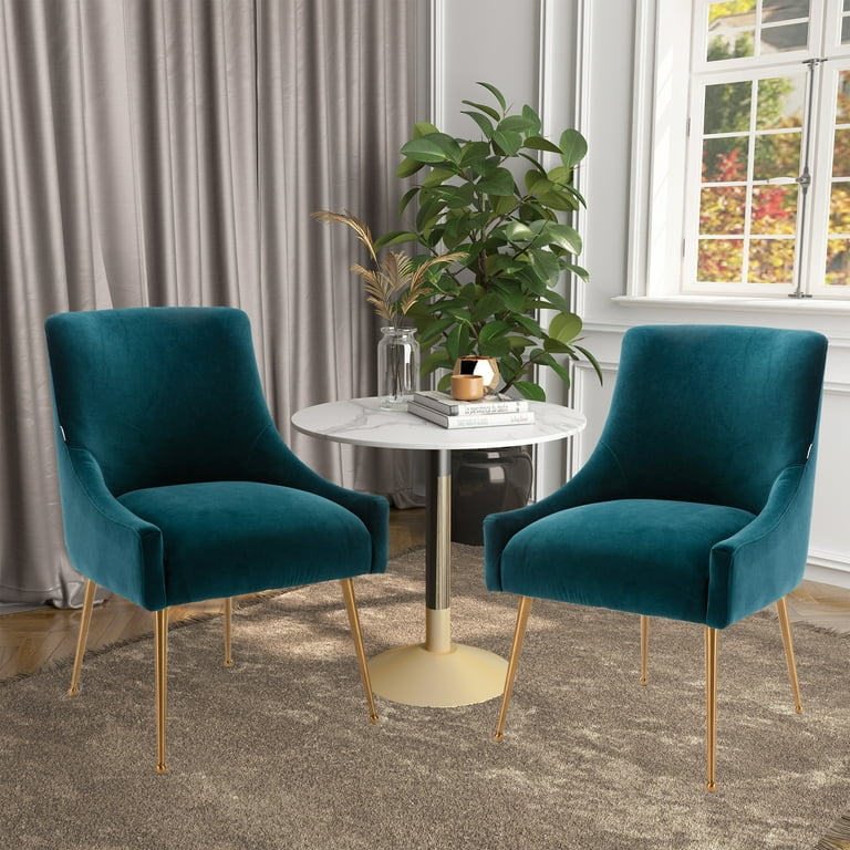 Boyel Living 2-Piece Velvet Dining Chair Set, Gold Legs, Mid