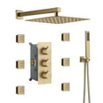 thumbnail image 1 of Boyel Living Shower Head Set Wall Mount 12'' Rainfall 3 Function Shower System with 6 Body Jets,Brushed Gold, 1 of 10