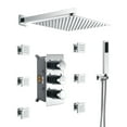 thumbnail image 1 of Boyel Living Shower Head Set Wall Mount 12'' Rainfall 3 Function Shower System with 6 Body Jets Sprayer,Chrome, 1 of 11