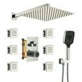 thumbnail image 1 of Boyel Living Shower Head and Handle Set Wall Mount 12'' Rainfall 3 Function Thermostatic Shower System with 6 Body Jets,Chrome, 1 of 8