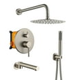 thumbnail image 1 of Boyel Living Shower System 10 in Wall Mount Rainfall Shower Head with Handheld Shower and Bathtub Tub Spout,3-function Bathroom Round Shower Combo Set ,Shower Set Tub Faucet in Brushed Nickle, 1 of 10