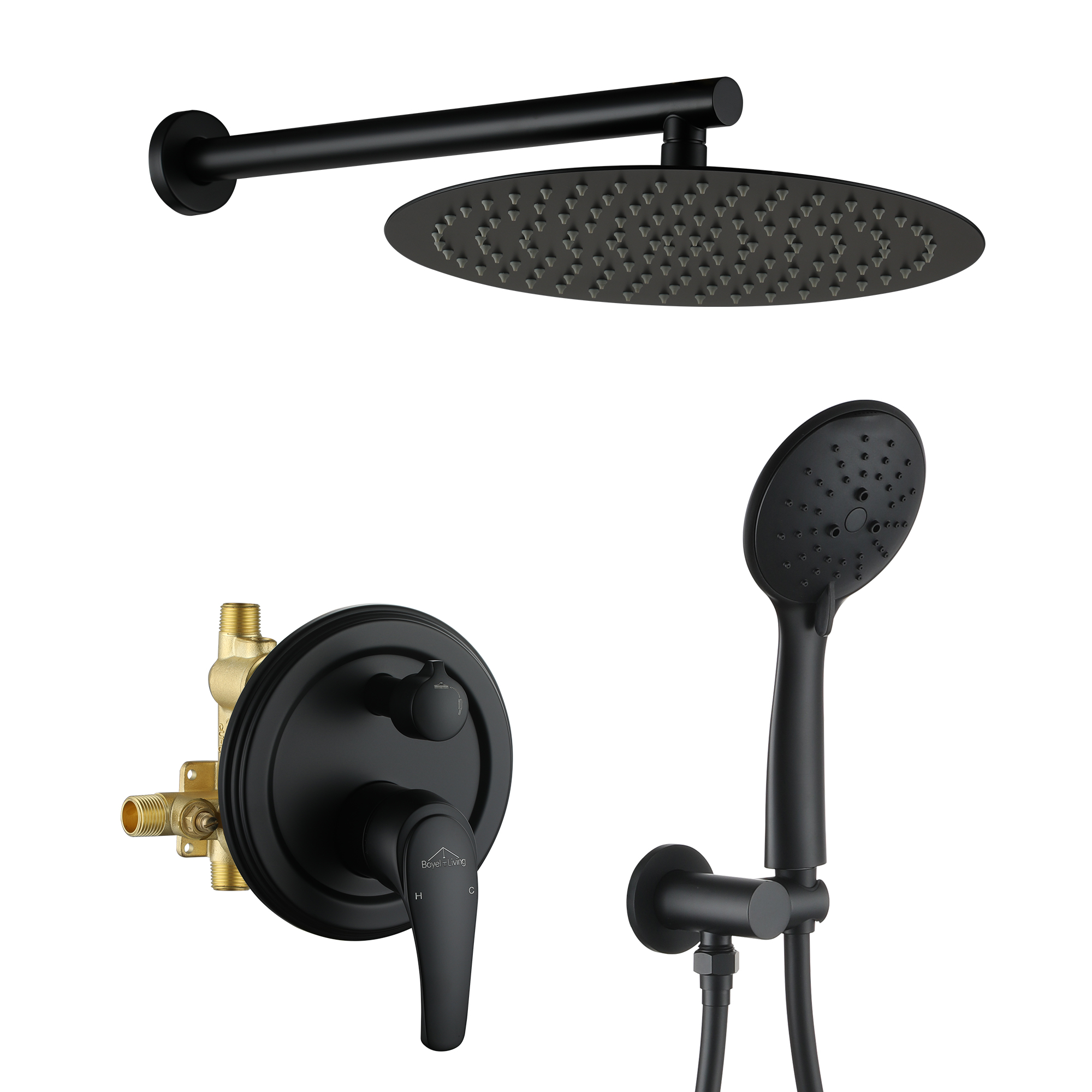 Duro Shower Valve Trim in Matte Black (Valve Not Included)
