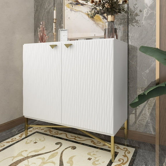 Boyel Living Sideboard Buffet Cabinet with Doors & Shelves, Modern Accent Cabinet Kitchen Storage Cabinet, White Storage Credenza for Entryway Living Room