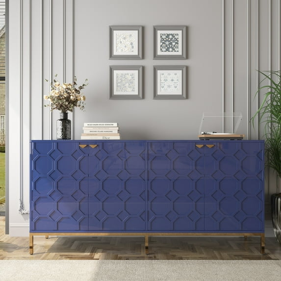 Boyel Living Sideboards & Buffets, Storage Cabinet with 4 Doors for Living Room, Bedroom, Home Office, Blue
