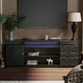thumbnail image 1 of Boyel Living TV Stand , Modern LED Light Entertainment Center, Wood Media Console Table with Storage Cabinet for Living Room, 70 inches, Black, 1 of 2