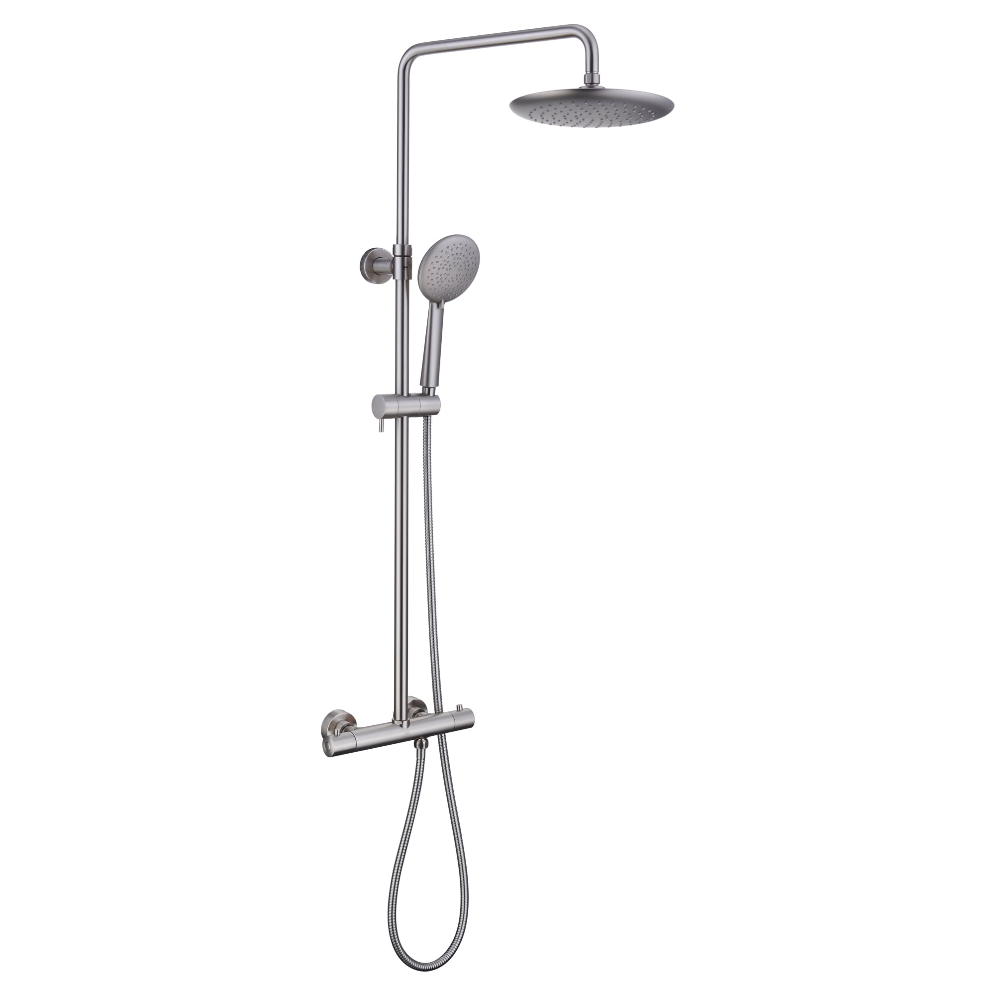 Brushed Nickel Wall Mounted Rain Shower System with Handheld