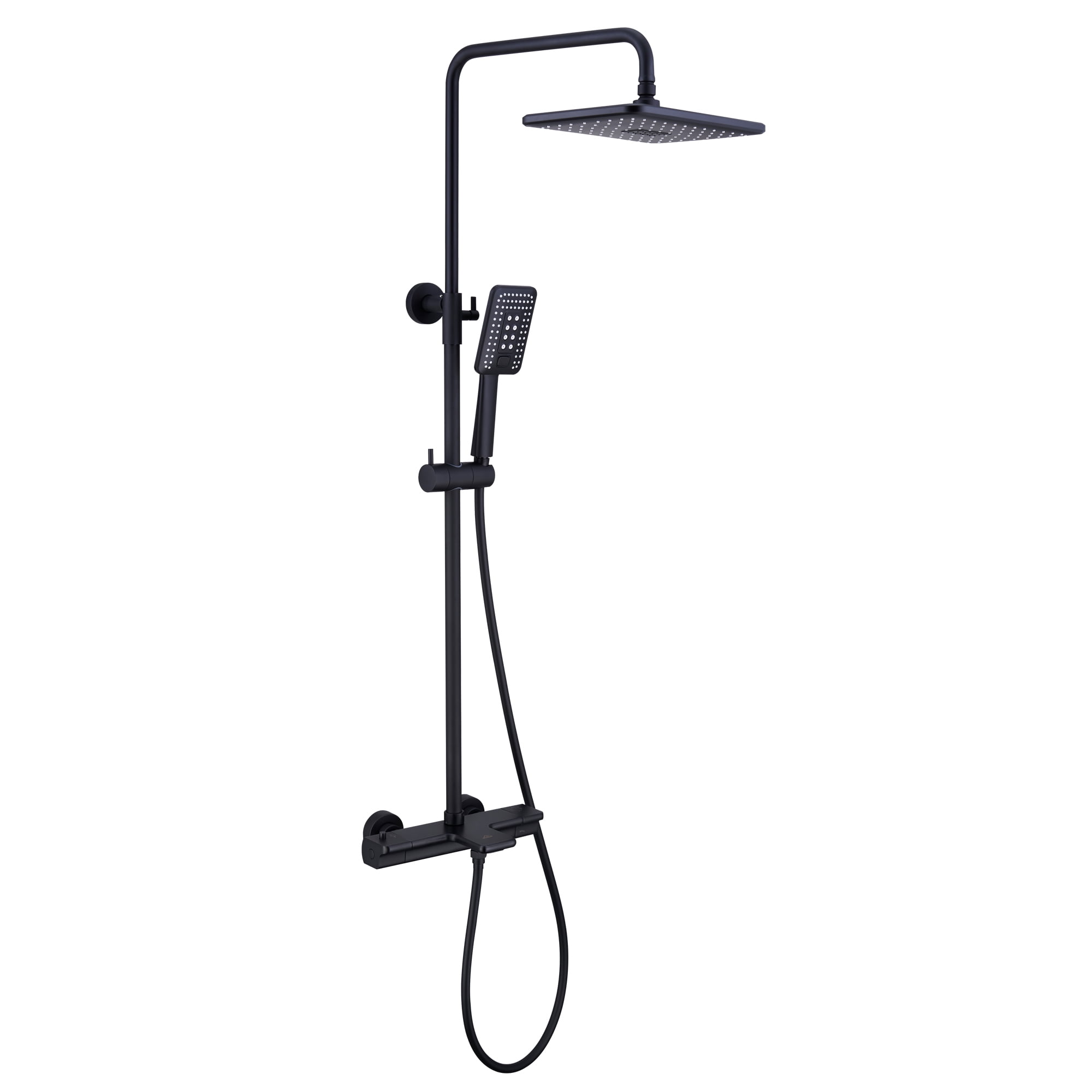 Matte Black Thermostatic Rain Shower System with Handheld