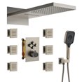 thumbnail image 1 of Boyel Living Wall Mounted 22 inch Rectangular Dual-Function Rainfall Waterfall Shower Head 4 Function Thermostatic Shower System , with 6 Body Jets,Brushed Nickel, 1 of 9