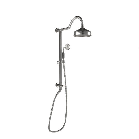 Boyel Living Wall Mounted Bathroom Shower System 8 in Rainfall Shower Head with Handheld Shower Dual Function Exposed Pipe Integrated Bathroom Luxury Shower Faucet Set(Brushed Nickel)