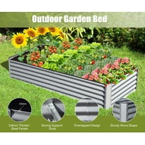 Boyel living 8x4x1.5 ft Galvanized Raised Garden Bed, Outdoor Planter Garden Boxes Large Metal Planter Box for Gardening Vegetables Fruits Flowers, Silver