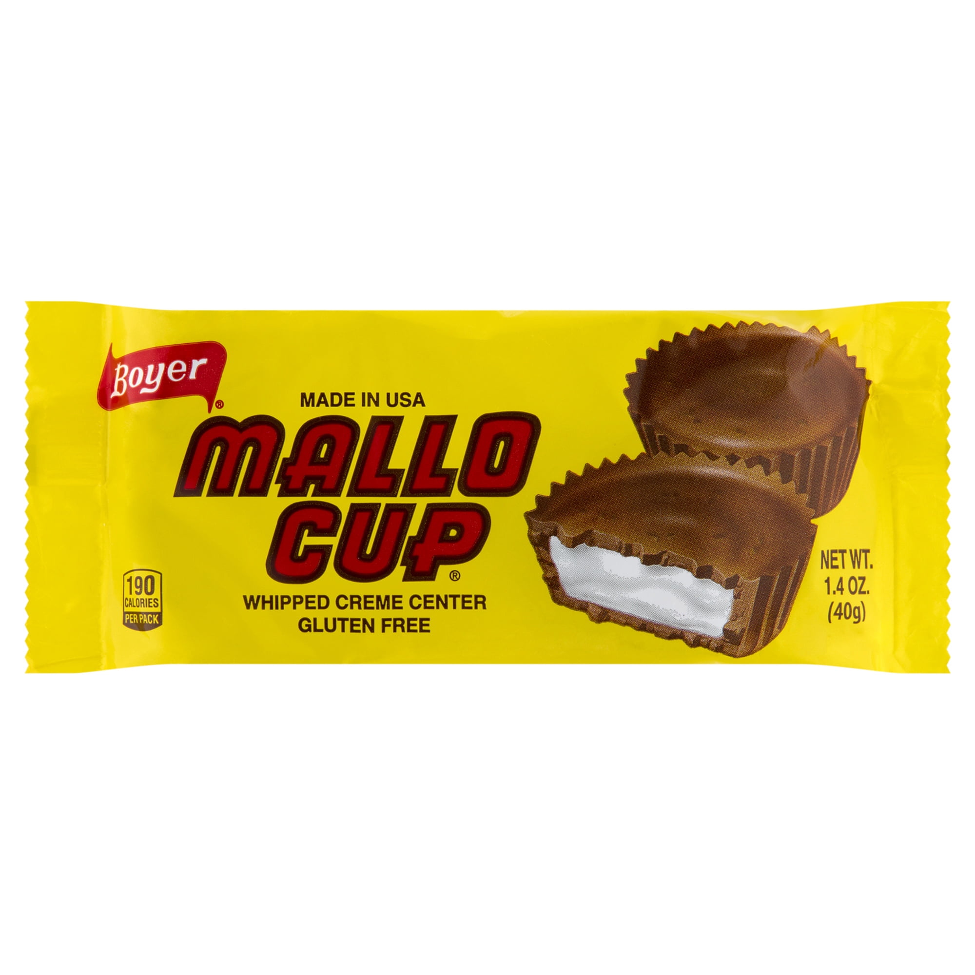 Boyer Mallo Cup Milk Chocolate Candy, Whipped Creme Center, Gluten Free, 1.4 oz – Classic Chocolate Candy Cup
