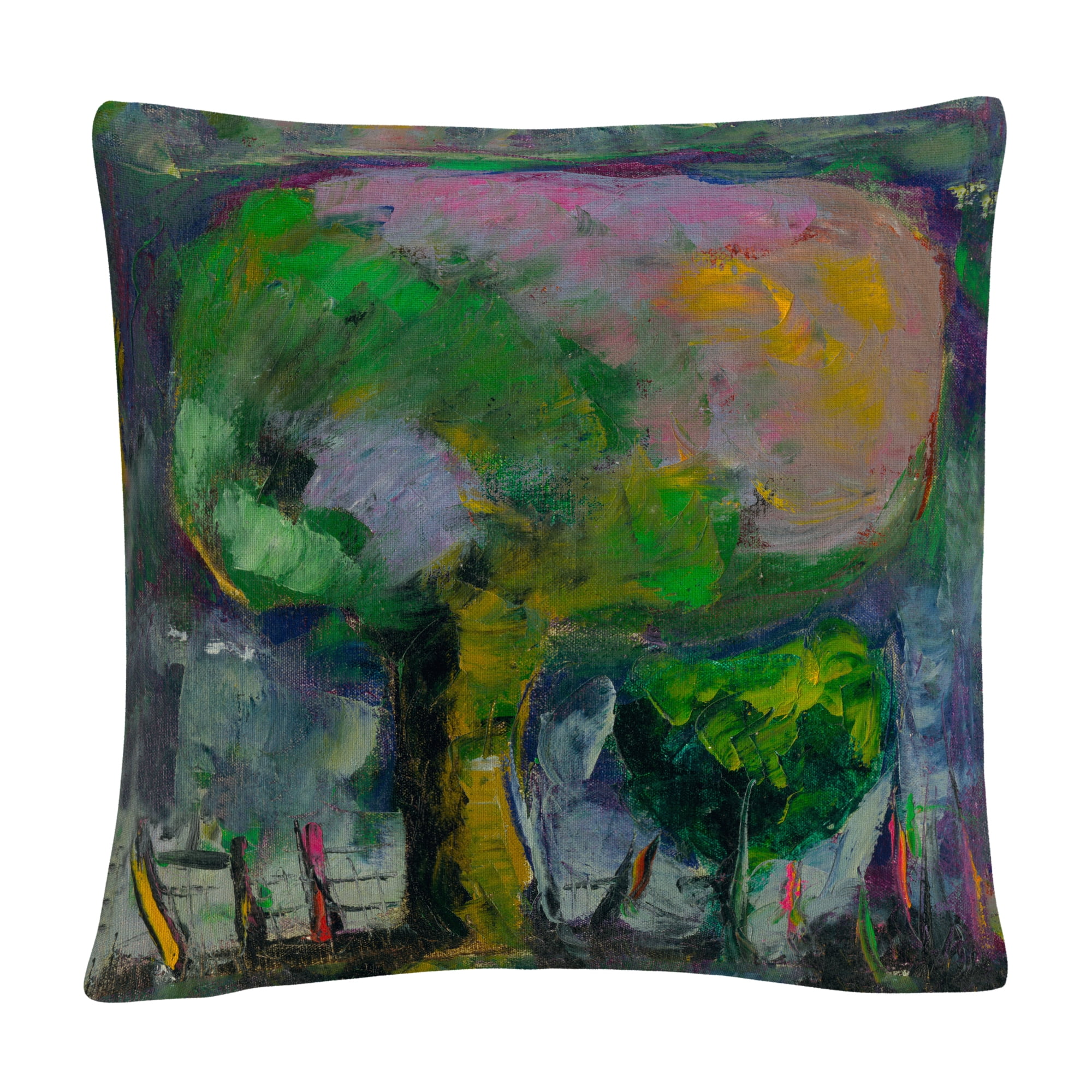 Boyer Manzano De Noche' Trees Abstract By Masters Fine Art 16 X 16 Decorative Throw Pillow