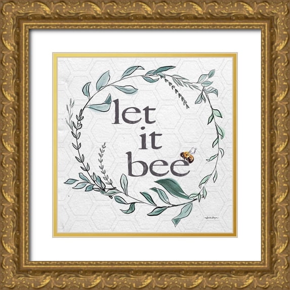Boyer, Susie 20x20 Gold Ornate Wood Framed with Double Matting Museum Art Print Titled - Let It Bee
