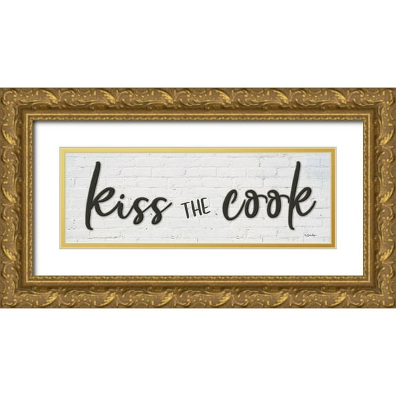 Boyer, Susie 32x13 Gold Ornate Wood Framed with Double Matting Museum Art Print Titled - Kiss the Cook