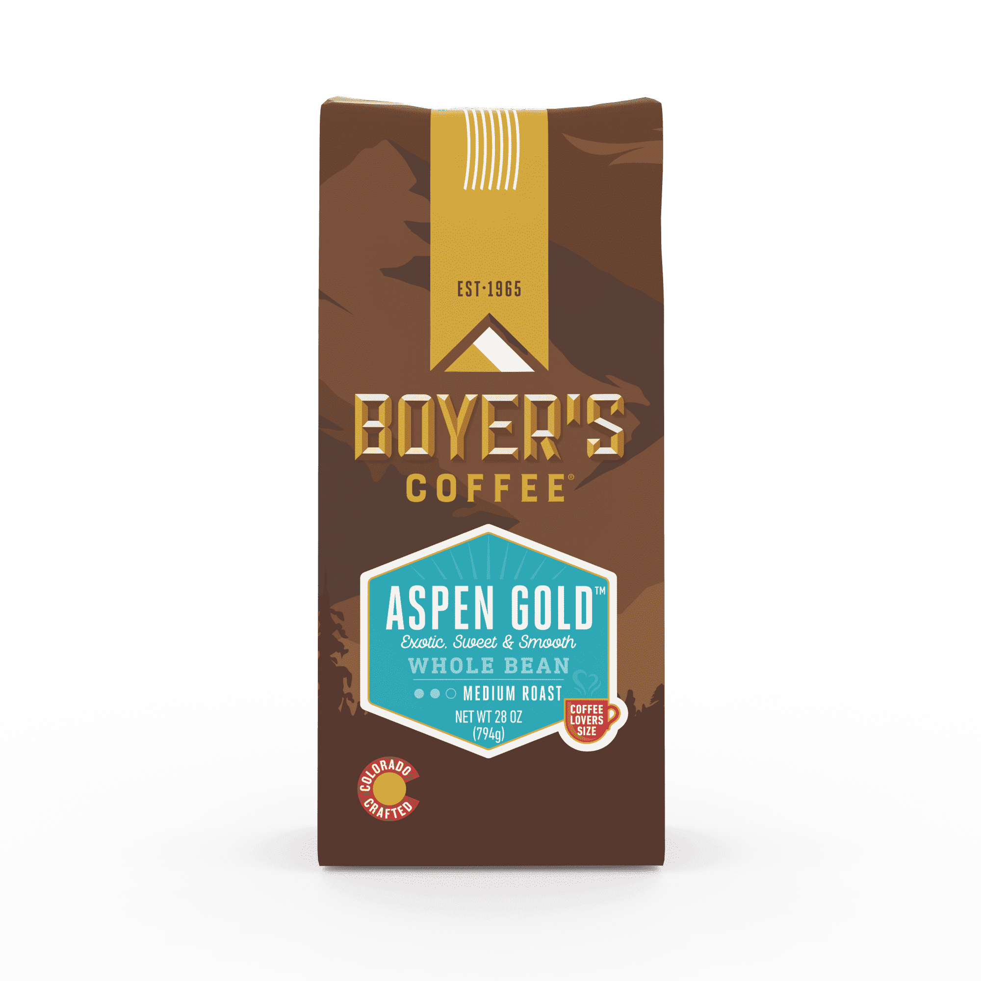 Boyer's Coffee Aspen Gold Coffee, Whole Bean Coffee, Medium Roast, 28 oz, Caffeinated