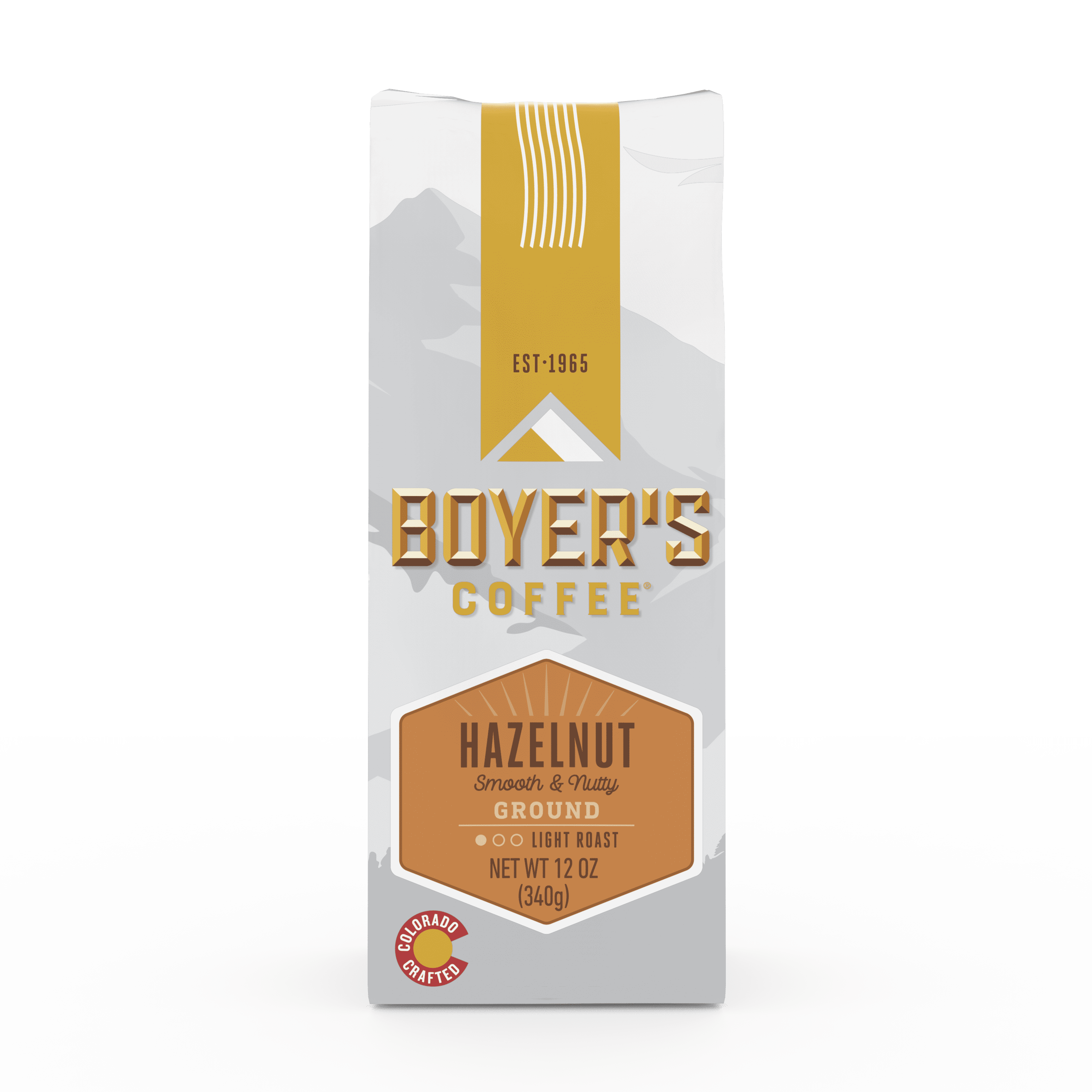 Boyer's Coffee Hazelnut Ground Coffee, Light Roast, 12 Oz