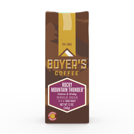 Boyer's Coffee Rocky Mountain Thunder Coffee, Whole Bean Coffee, Dark Roast, 12oz
