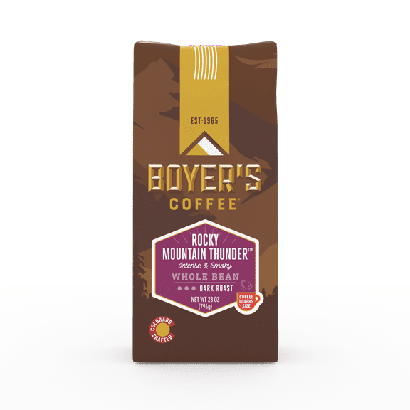 Boyer's Coffee Rocky Mountain Thunder Coffee, Whole Bean Coffee, Dark Roast, 28oz