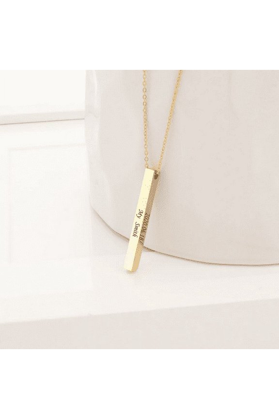 Boyfriend Birthday Gift - Personalized 4 Sides Name Bar Necklace - Custom Bar Necklace - Couple Necklace Personalized Gift