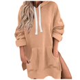 thumbnail image 1 of Boyfriend Blouses Winter Loose Fit Hooded Long-sleeved Cap Off the Shoulder Hoody Solid Color Leisure Cotton Sweatshirts Sweatshirt(Khaki,M), 1 of 9