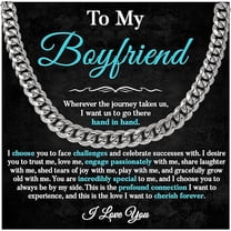 To My Boyfriend Chain, Cuban Chain Necklace for Boyfriend from Girlfriend, Boyfriend Necklace From Girlfriend, Birthday & Christmas Gifts With Message Card and Gift Box, Valentines Day Gift for Men