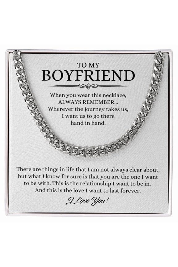 Boyfriend Cuban Chain Necklace, Promise Necklace for Boyfriend, Boyfriend Necklace Valentine's Day Gift, 1 Year Anniversary Gift for Boyfriend